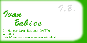 ivan babics business card